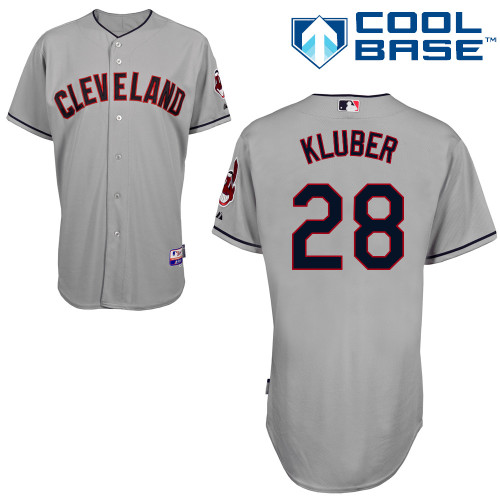 Corey Kluber #28 MLB Jersey-Cleveland Indians Men's Authentic Road Gray Cool Base Baseball Jersey